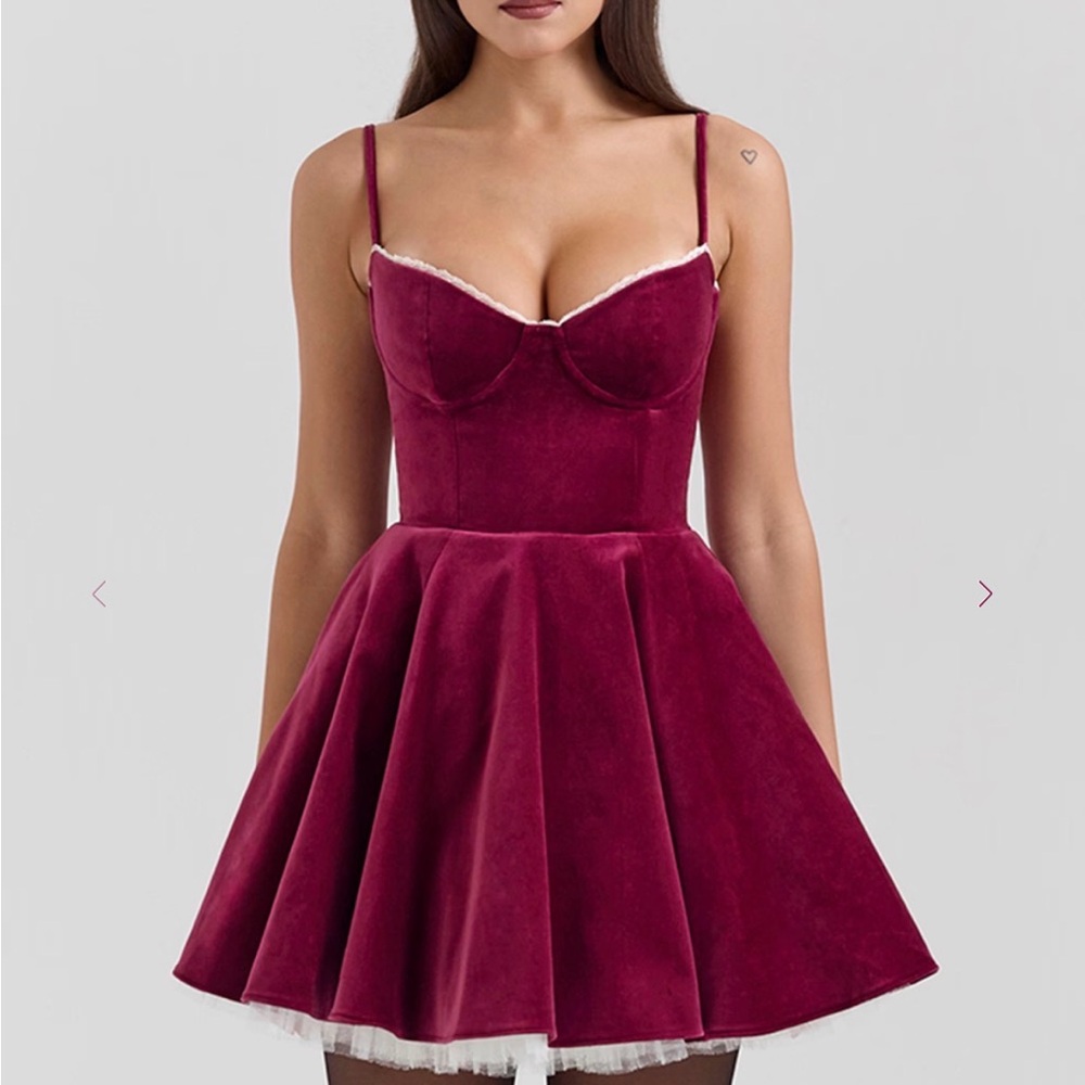 House of CB Rich Burgundy Velvet Midi Dress
